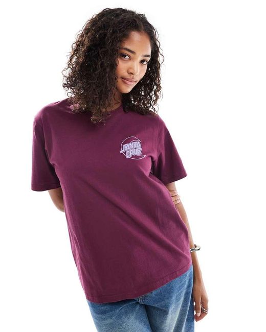 T-Shirt Bordeaux Ampia Co Stampa Del Logo Sul Retro di Santa Cruz in Purple