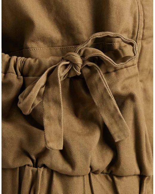 Miss Selfridge Green Cotton Zip Through Jacket With Bow Detail