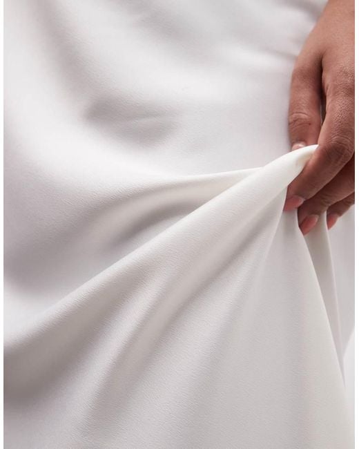 ASOS White Asos Design Curve Satin Bias Midi Skirt