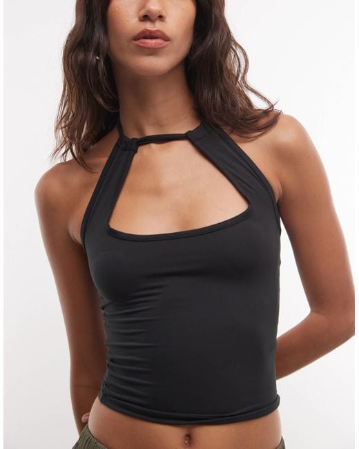 Collusion Black Keyhole Halter Top