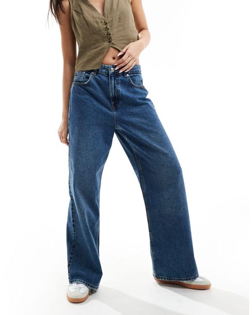 Maisie - jeans ampi a vita bassa lavaggio vintage medio di ONLY in Blue