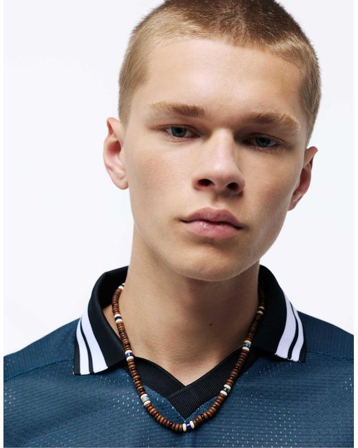 Pull&Bear – perlen-halskette in Blue für Herren