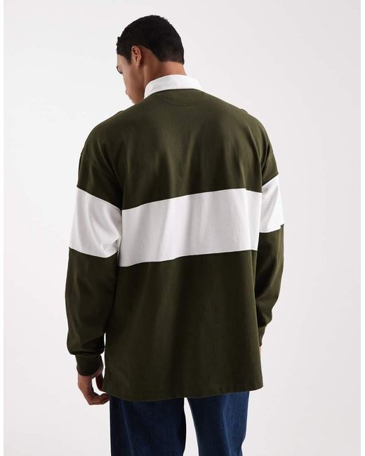 Polo Ralph Lauren Green Sport Chest Panel Flag Logo Oversized Fit Rugby Polo for men