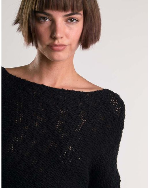 Glamorous Black Boat Neck Long Sleeves Tops