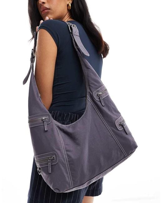 Pull&Bear Blue Slouchy Bag With Contrast Detail