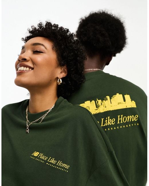 New Balance Green – nb place like home – langärmliges unisex-shirt mit oversize-schnitt