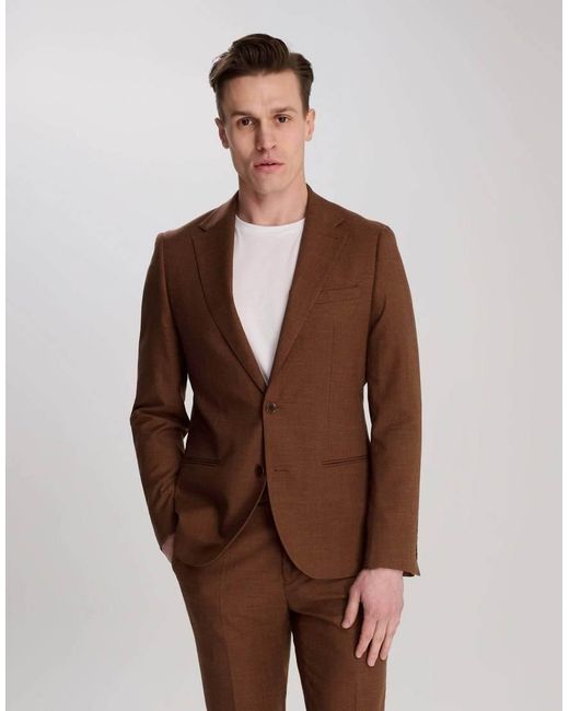 Harry Brown Brown Sandro Slim Fit Linen Look Suit Jacket for men