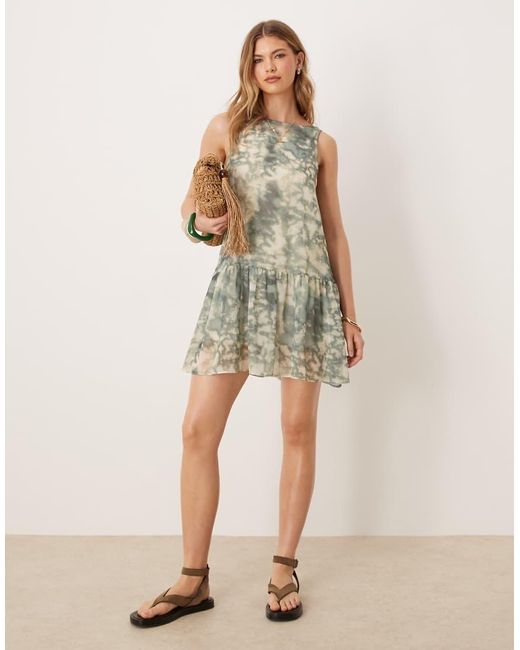 ASOS Multicolor Drop Waist Chiffon Mini Dress