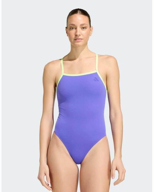Adidas Originals Blue Thin Straps V-back Swimsuit