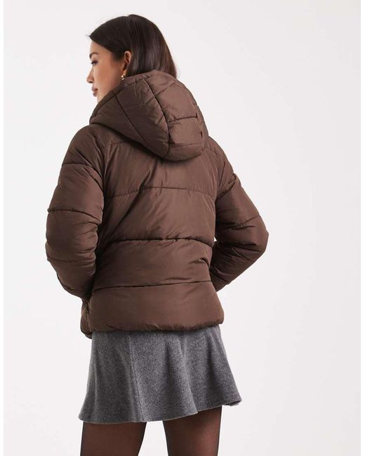 Pieces Brown Padded Coat With Hood