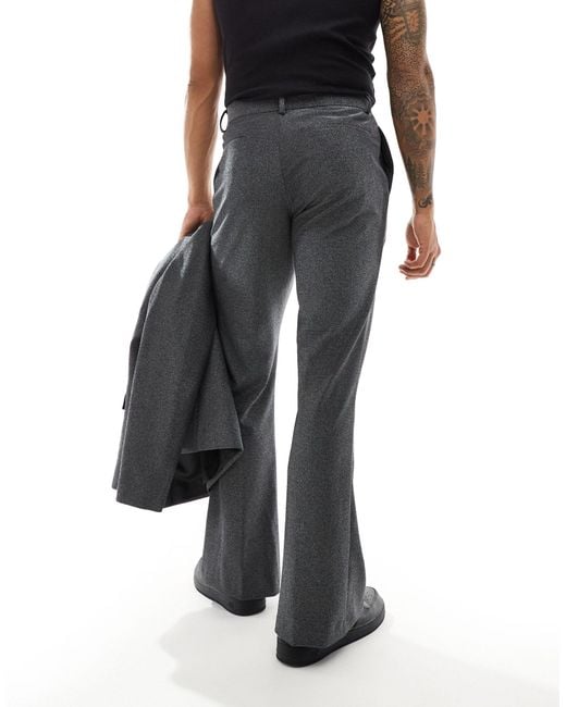 ASOS Black Flare Shimmer Suit Pants for men