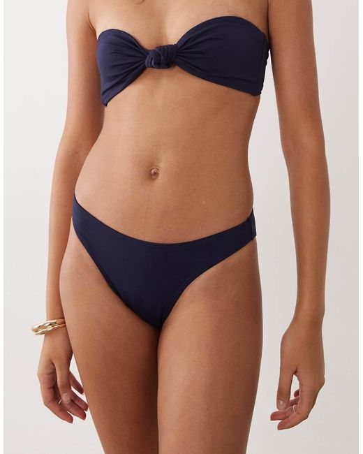 GOOD AMERICAN Blue Matte Good Waist Cheeky Bikini Bottoms