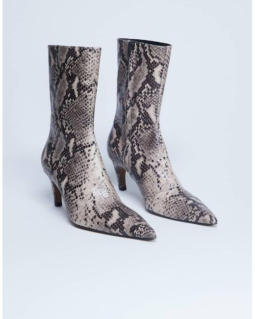 Botines De Tacón Alto Con Estampado De De Cuero Premium Neeve De TOPSHOP de color Gray