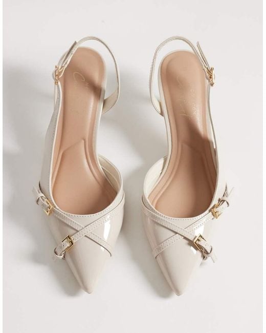 New Look Natural Buckle Pointed Sling Back Heeled Shoe