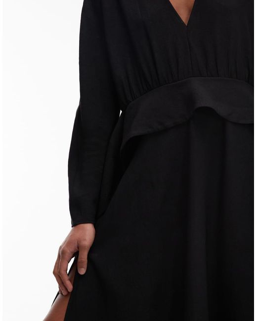 ARKET White Peplum Maxi Dress With Wide Sleeves