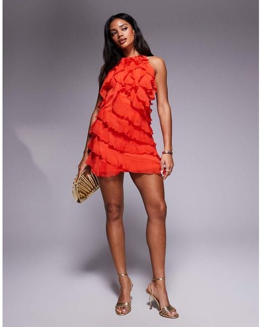 River Island Red Ruffle Mini Dress