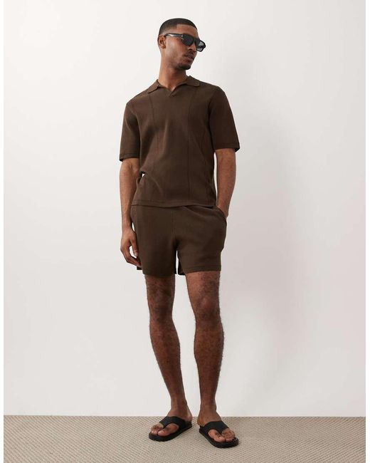 ASOS Brown Relaxed Compact Knit Polo for men