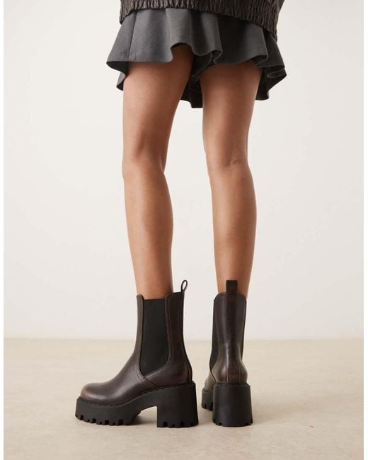 ASOS Black Wide Fit Rae Chunky Heeled Chelsea Boots