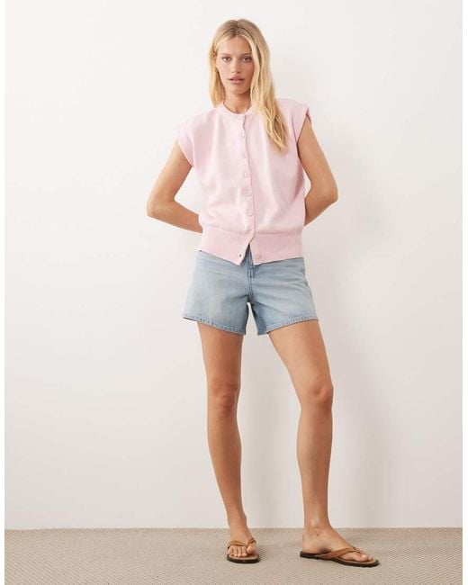 ASOS Pink Button Through Relaxed Tank