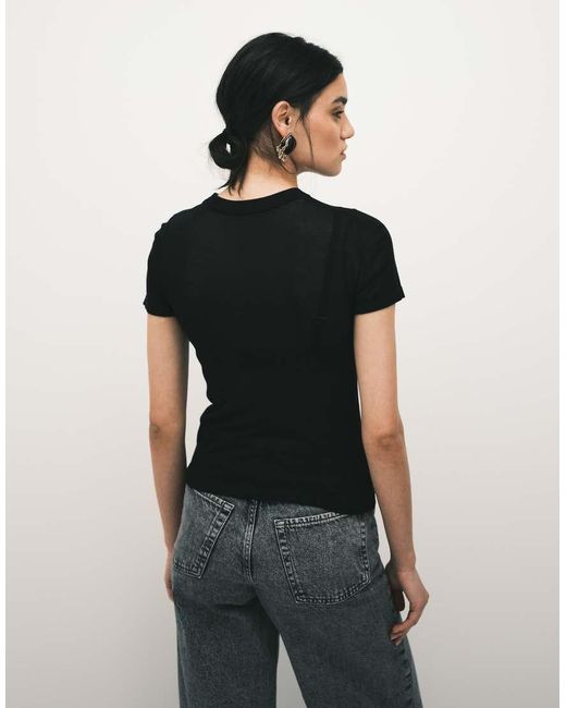 ASOS Black Sheer Knit Second Skin T-shirt