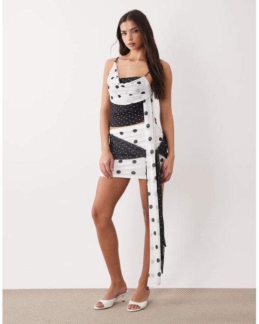ASOS Natural Varied Polka Dot Draped Cami Top
