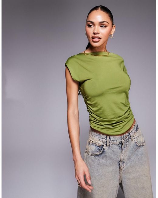 ASOS Green Double Layer Ruched Side Top