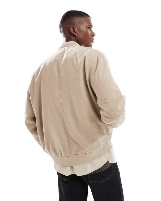 New Look Natural Linen Bomber Jacket for men