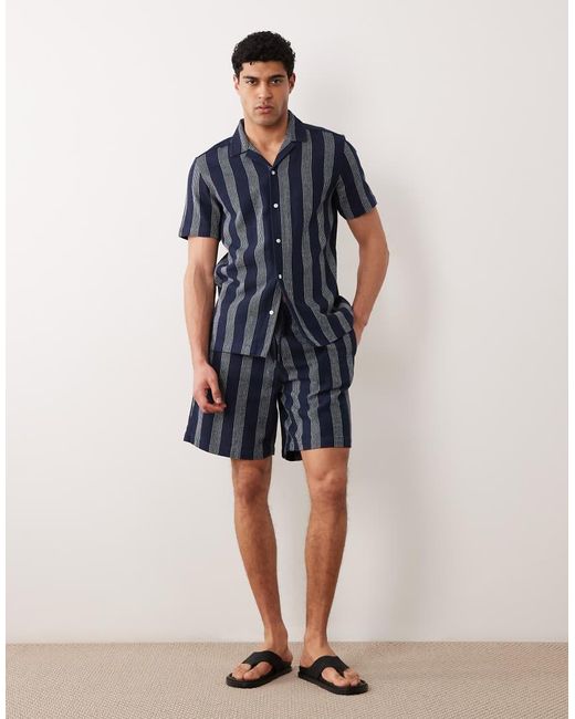 New Look Blue Co-ord Stripe Shirt for men