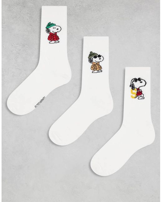 ASOS Gray 3 Pack Socks With Cool Snoopy Artwork for men