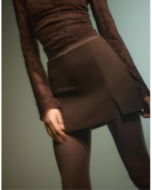 Stradivarius Skort Met Zijsplit in het Brown