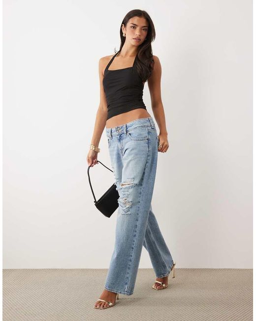 ASOS Black Mesh Ruched Halter Top