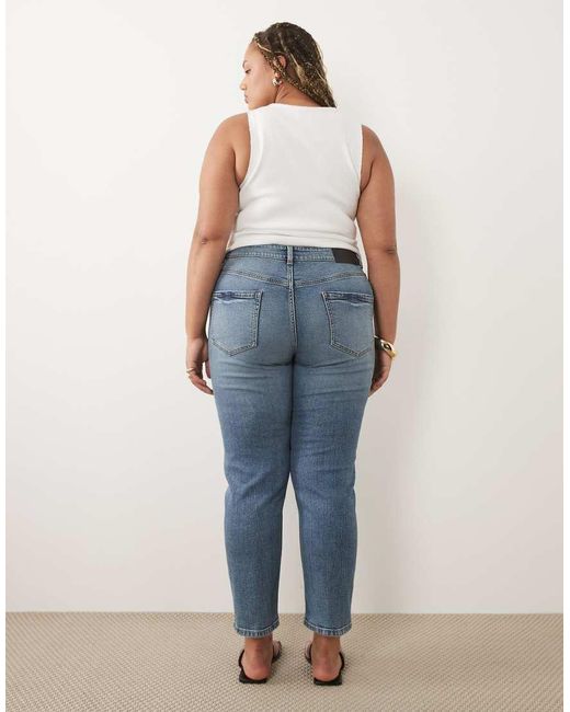 ASOS Blue Asos Design Curve Slim Fit Mom Jeans