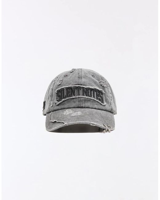 Bershka Gray Washed Effect Patch Cap for men