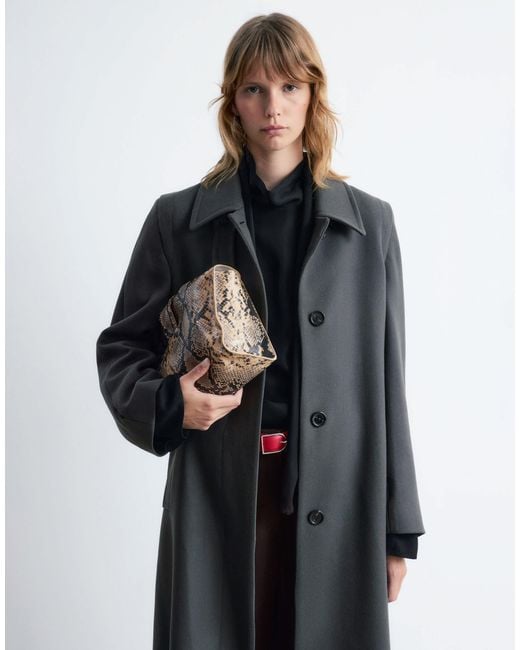 & Other Stories Blue Wool Maxi Coat With Button Detail