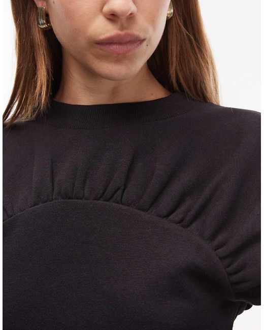 ASOS Black Corset Waist Sweat With Balloon Sleeve