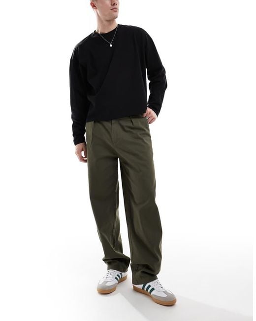 Only & Sons Black Pleated Wide Leg Pants for men