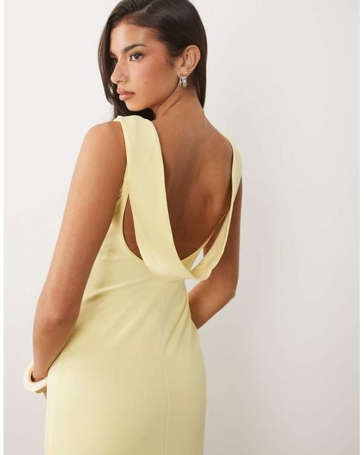 TFNC London Natural Crepe Slash Neck Backless Maxi Dress