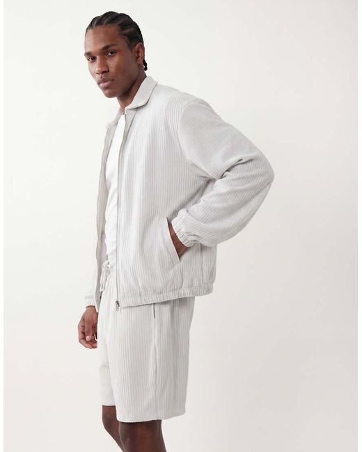 ASOS Natural Oversized Ribbed Jersey Shorts for men
