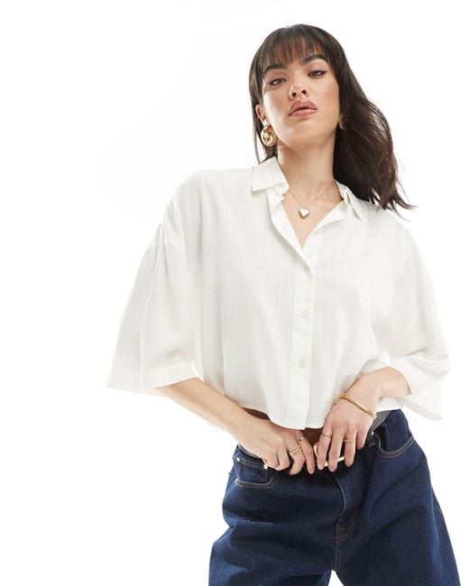 ONLY Blue Lightweight Cropped Boxy Shirt