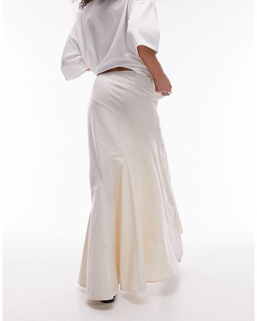 Falda larga blanco escalonada con diseño desigual TOPSHOP de color White