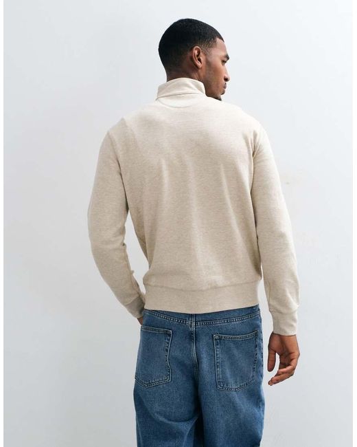 Polo Ralph Lauren Natural Icon Logo Double Knit Quarter Zip Sweatshirt for men