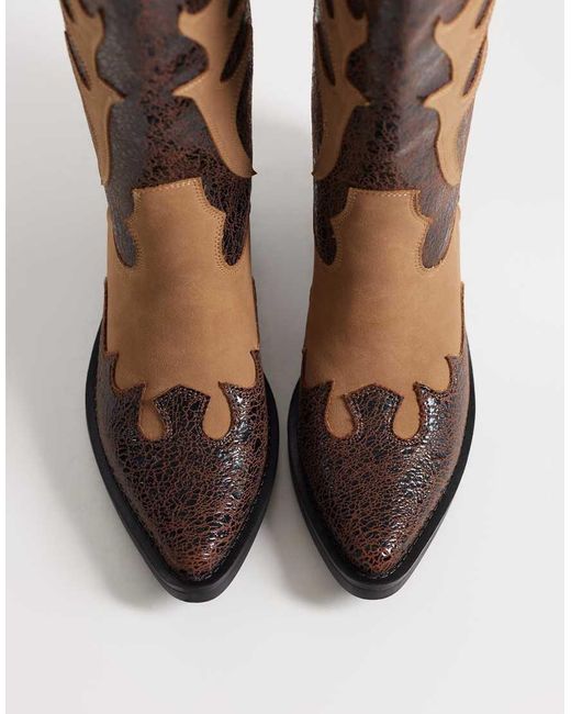 Glamorous Brown Cowboy Knee Boots