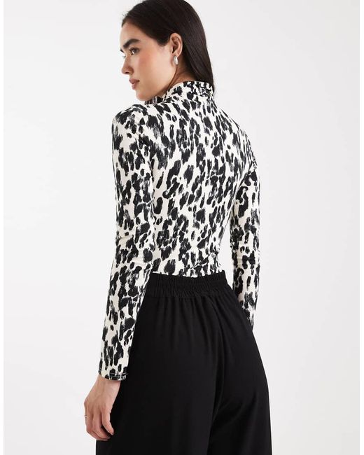 Miss Selfridge Black Sculpted Grown On Neck Bodysuit