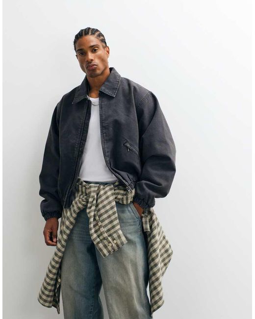Weekday Blue Canvas Bomber Jacket for men