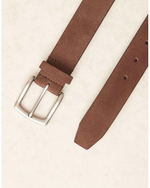 ASOS Gray Dressy Suede Belt With Silver-tone Buckle for men