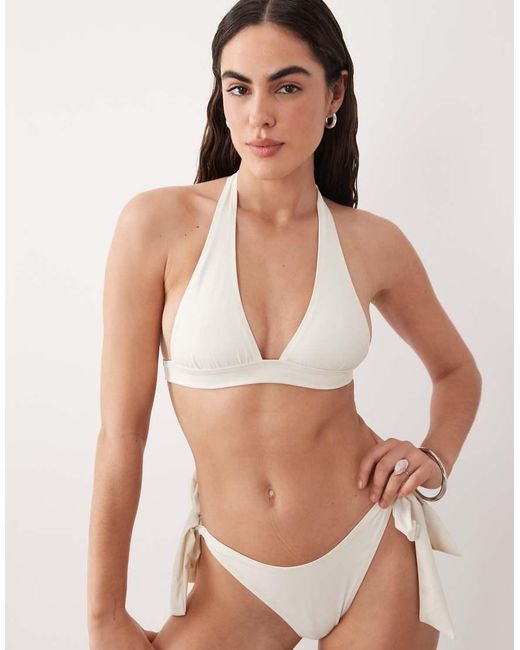Miss Selfridge White Halterneck Bikini Top