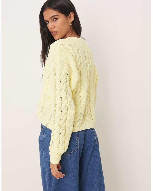 Roxy Blue Chloe Cropped Cable Knit Jumper