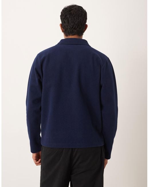 ASOS Blue Oversized Fixed Hem Wool Look Sweatshirt for men