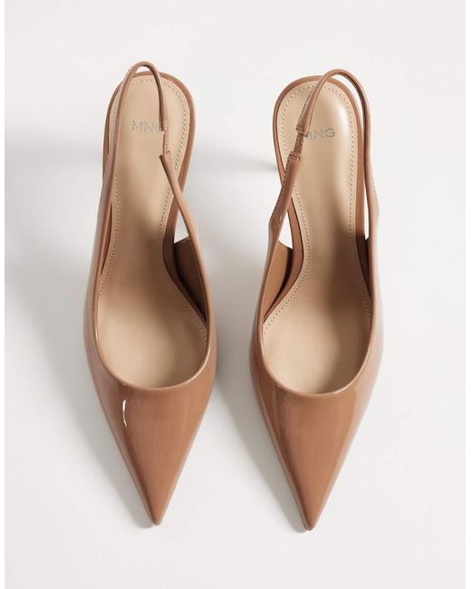Mango White Heeled Slingback Court Shoe