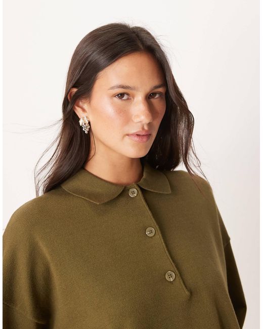 ASOS Green Knitted Structured Rugby Top